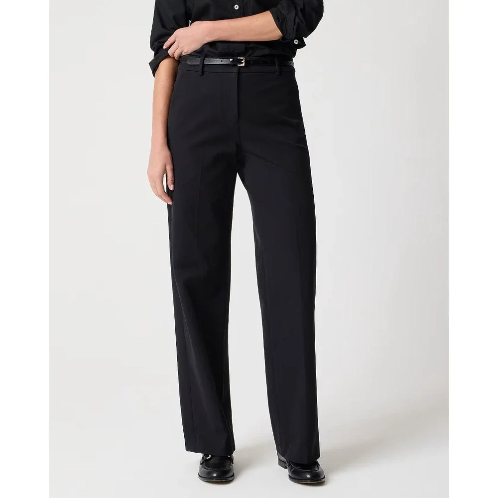 J.Crew Factory Remy Full Length High Rise Wide Leg Pant Trouser Black Size 10